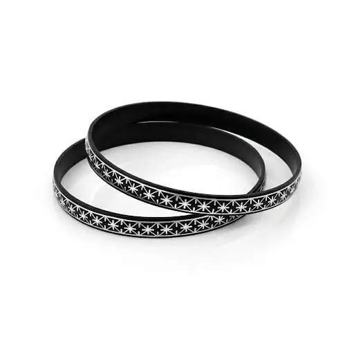 Handcrafted Bidri Silver Inlay Star work Bangle Pai