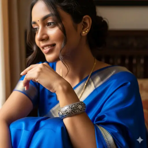 Bidri Silver Inlay Bangle Single 