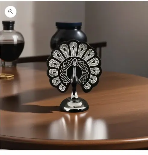 Bidriware Silver Inlay Majestic Peacock